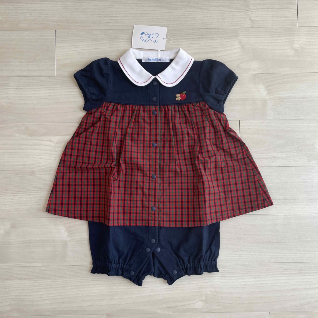 familiar - 新品 80 ファミリア ロンパース カバーオール ショート