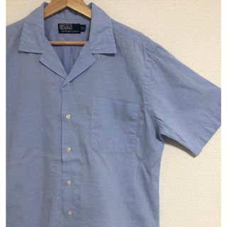 ポロラルフローレン(POLO RALPH LAUREN)の激レアSサイズサックス90s ポロ ラルフローレン オープンカラー 開襟 シャツ(シャツ)