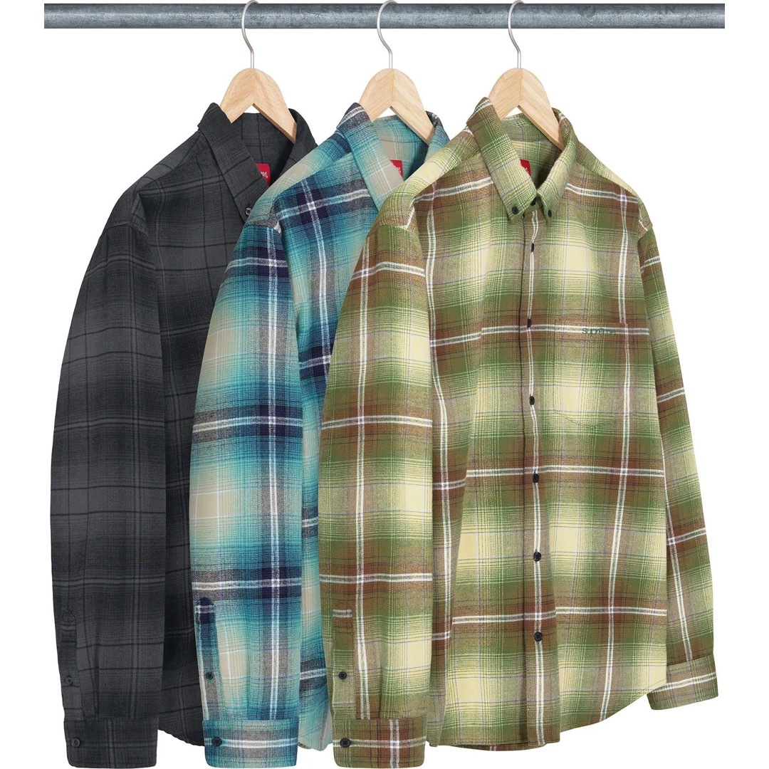 M 黒 supreme shadow plaid flannel shirt