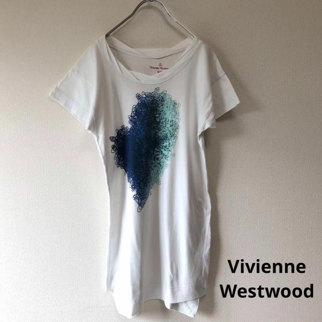 Vivienne Westwood(ヴィヴィアンウエストウッド)のヴィヴィアンウエストウッド★レッドレーベル★ハート★オーブ★Tシャツ★アシメ レディースのトップス(シャツ/ブラウス(半袖/袖なし))の商品写真