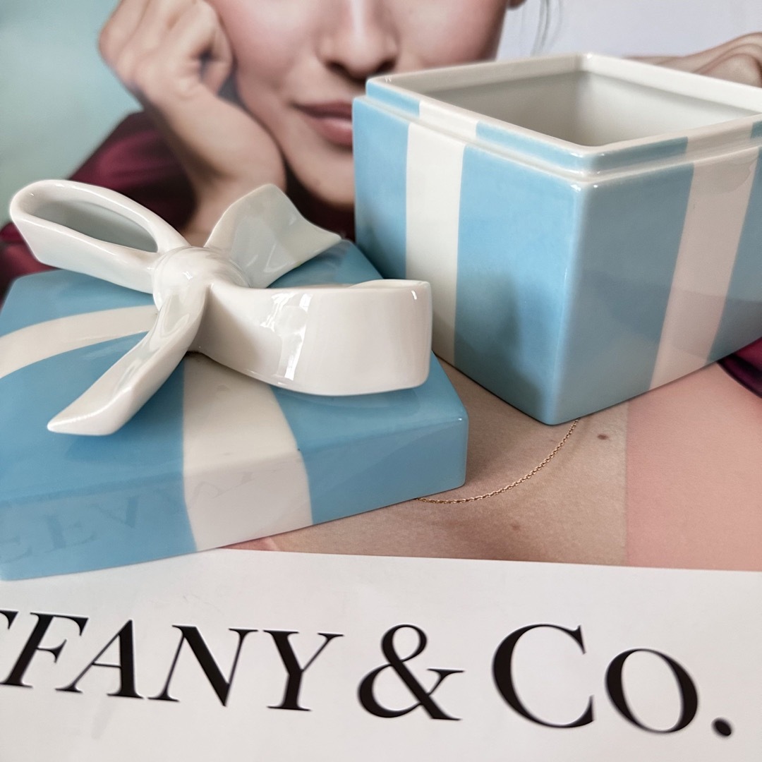 大きいサイズTiffany&Co.陶器ブルーボックス小物入れ