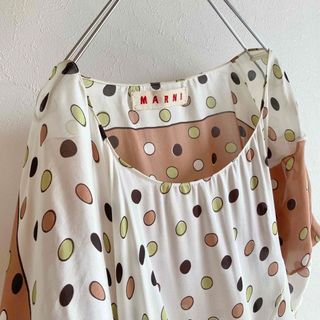 マルニ(Marni)のMARNI マルニ アシンメトリー ドット シルク ブラウス 40 白 ベージュ(シャツ/ブラウス(半袖/袖なし))