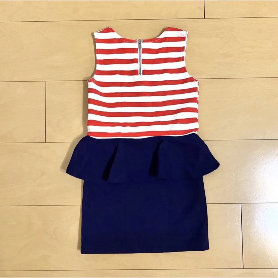 H&M(エイチアンドエム)の【美品】H&M エイチアンドエム ペプラムワンピース 子供服 110cm 女の子 キッズ/ベビー/マタニティのキッズ服女の子用(90cm~)(ワンピース)の商品写真