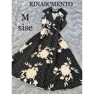 リナシメント(RINASCIMENTO)のリナシメント　イタリア製　ワンピース　M ノースリーブ　花柄　きれいめ(ロングワンピース/マキシワンピース)