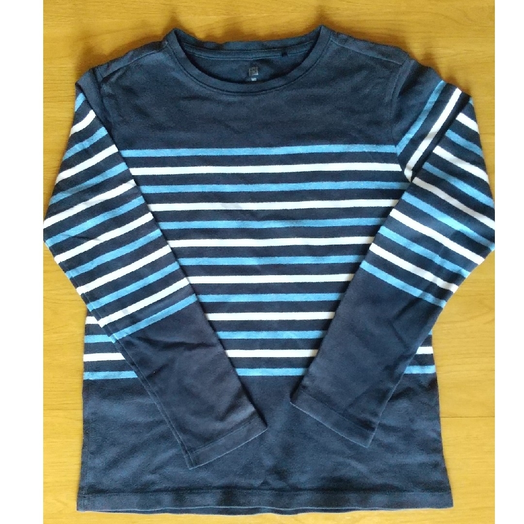 ユニクロ UNIQLO ボーダー カットソー 長袖 キッズ/ベビー/マタニティのキッズ服男の子用(90cm~)(Tシャツ/カットソー)の商品写真