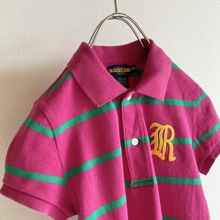 ラルフローレン(Ralph Lauren)のラルフローレン ラグビー ロゴ ワッペン ボーダー ポロシャツ フューシャピンク(ポロシャツ)