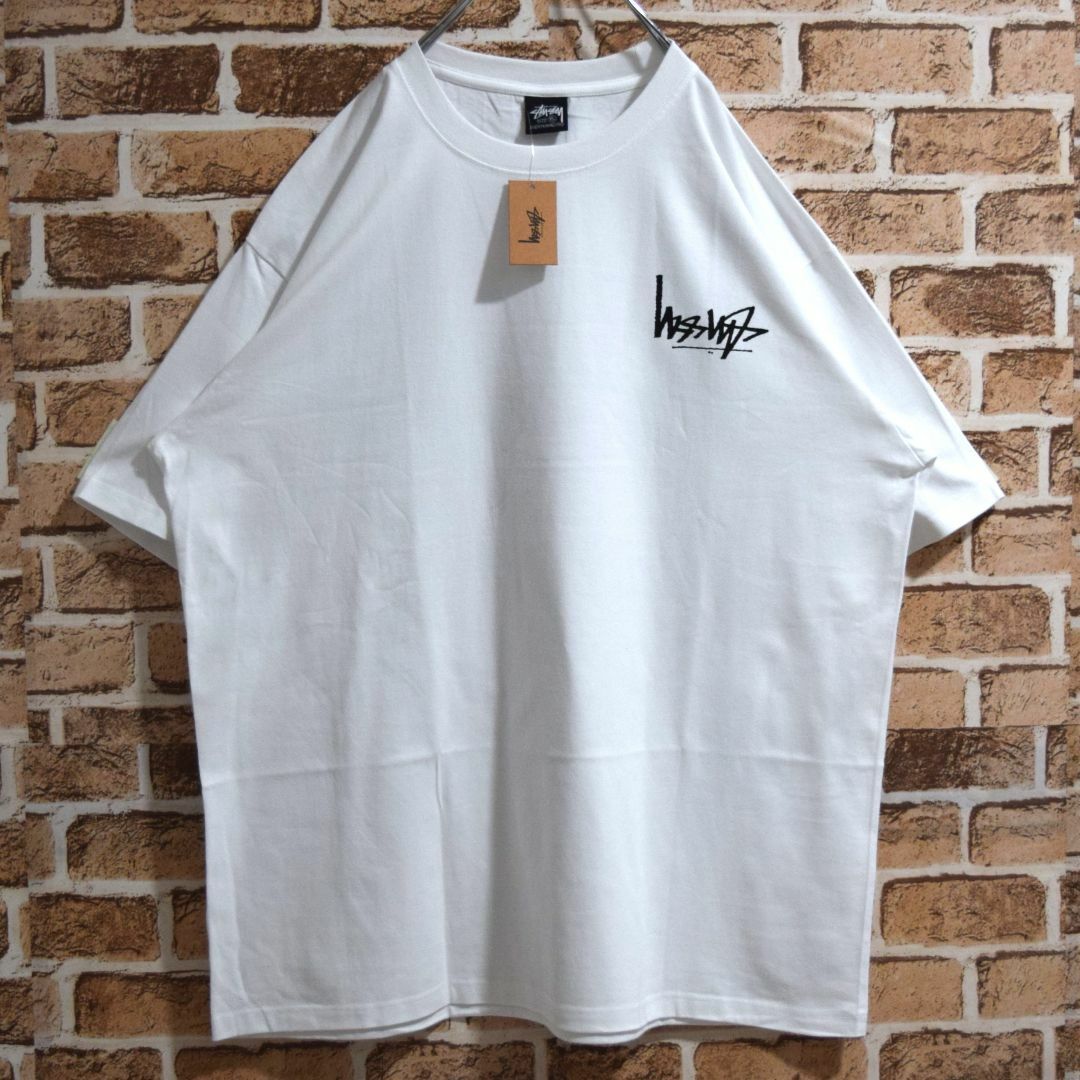 【新品】stussy Tシャツ　サイズM ホワイト 逆ロゴ