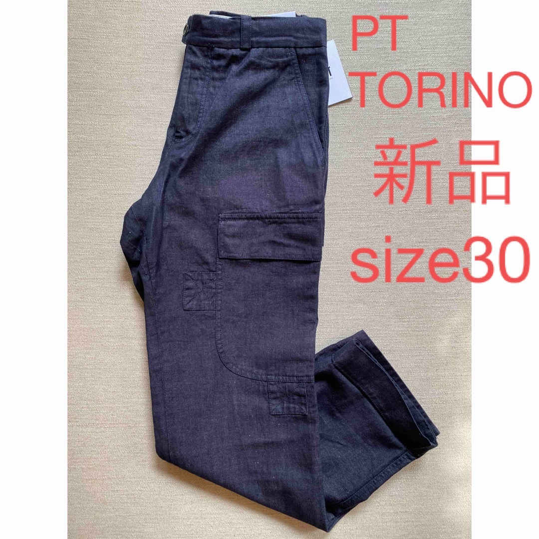 ワークパンツ/カーゴパンツ新品 PT TORINO コットン リネンデニム ノープリーツ カーゴパンツ