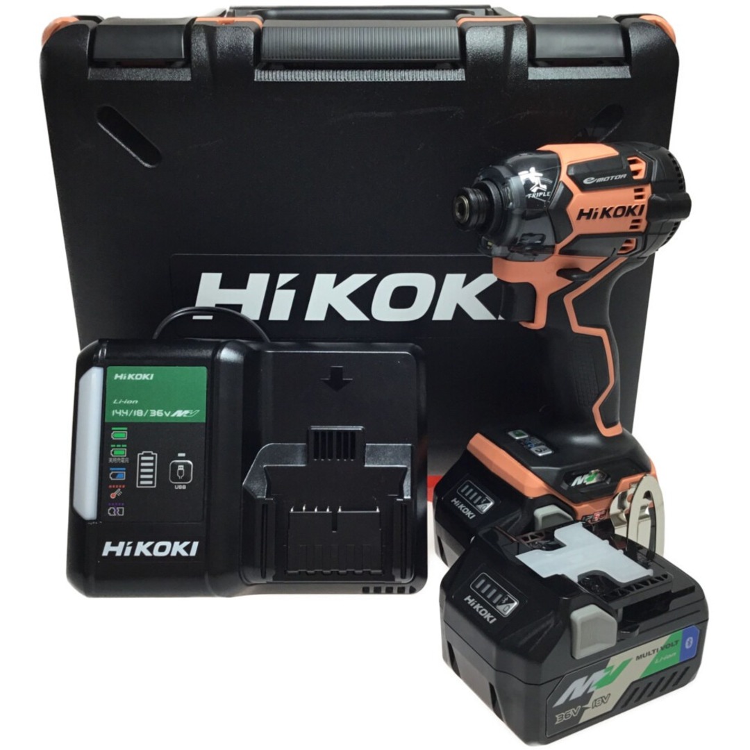 ΘΘHiKOKI ハイコーキ インパクトドライバ 充電器・充電池2個・ケース付 コードレス式 未使用品 WH36DC コーラルストーン