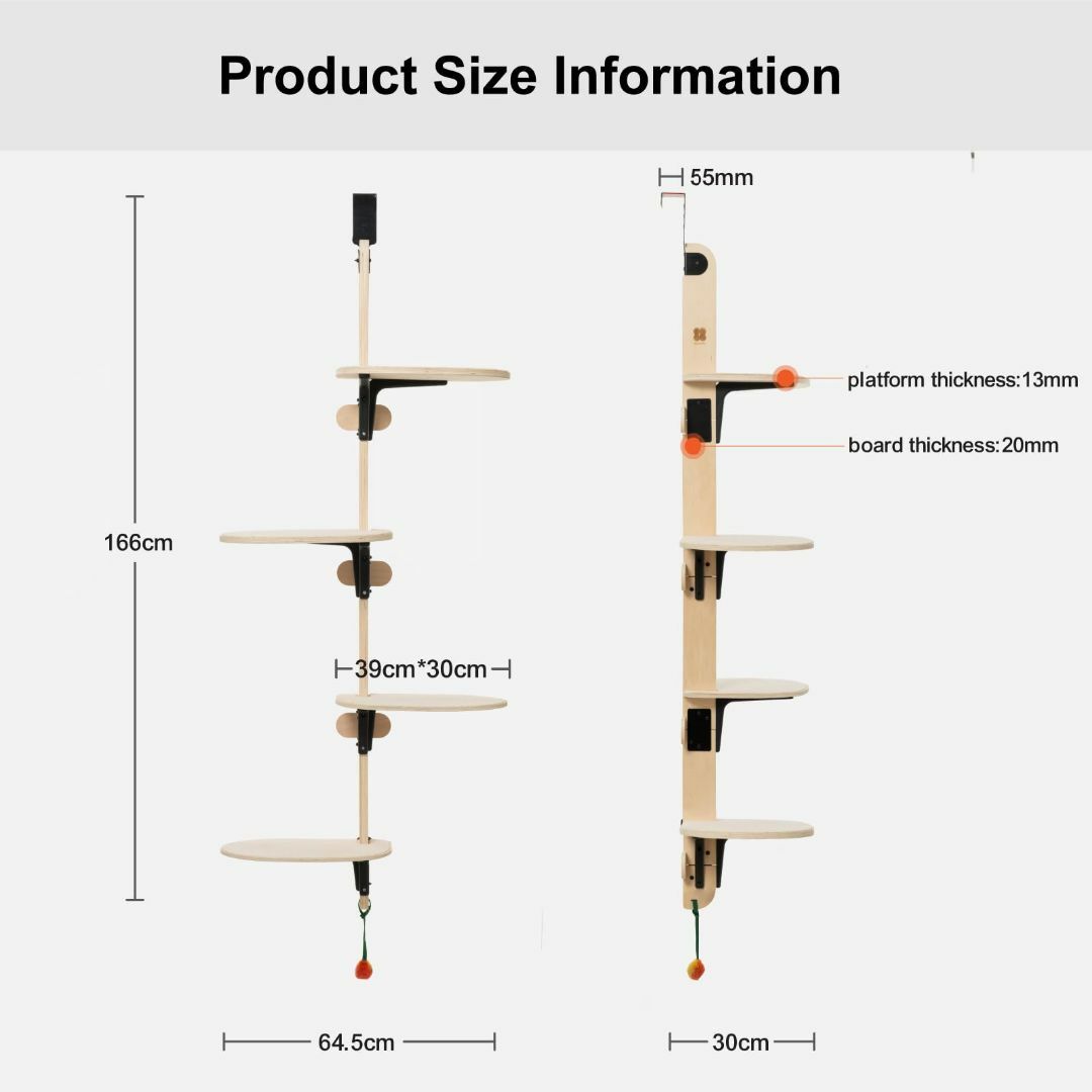 MEWOOFUN ドア掛け式 木製キャットタワー ver.2.0 安定性アップ 1