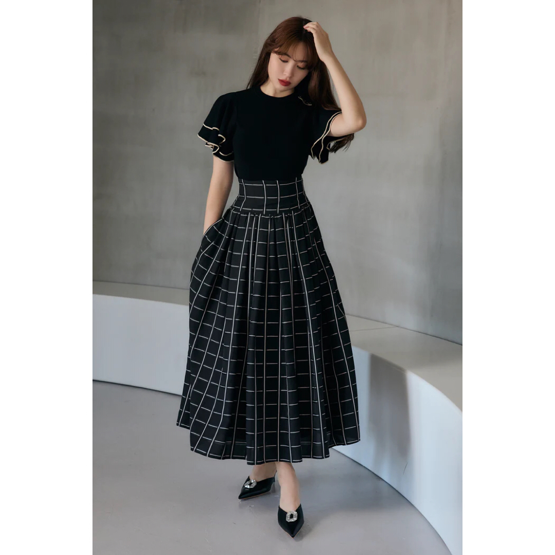 Checked Jacquard Volume Skirt★her lip toロングスカート