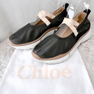 CHLOE クロエ　レザー　スニーカー　スリッポン　靴　ロゴ入り　メリージェーン