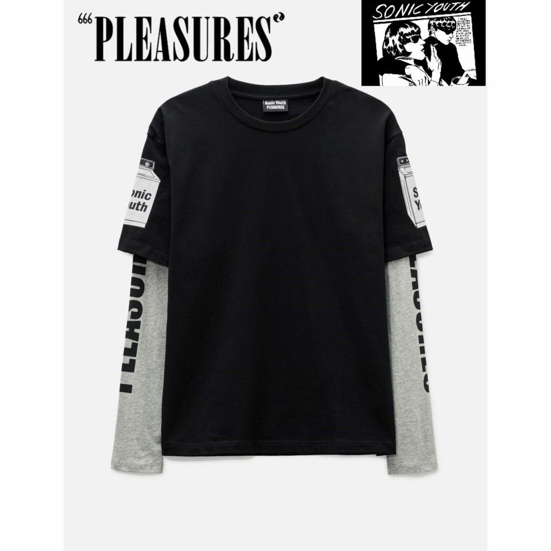 購入 販売 PLEASURES × SONIC YOUTH ベクズレイヤード ロングスリーブ Tシャツ/カットソー(七分/長袖) 