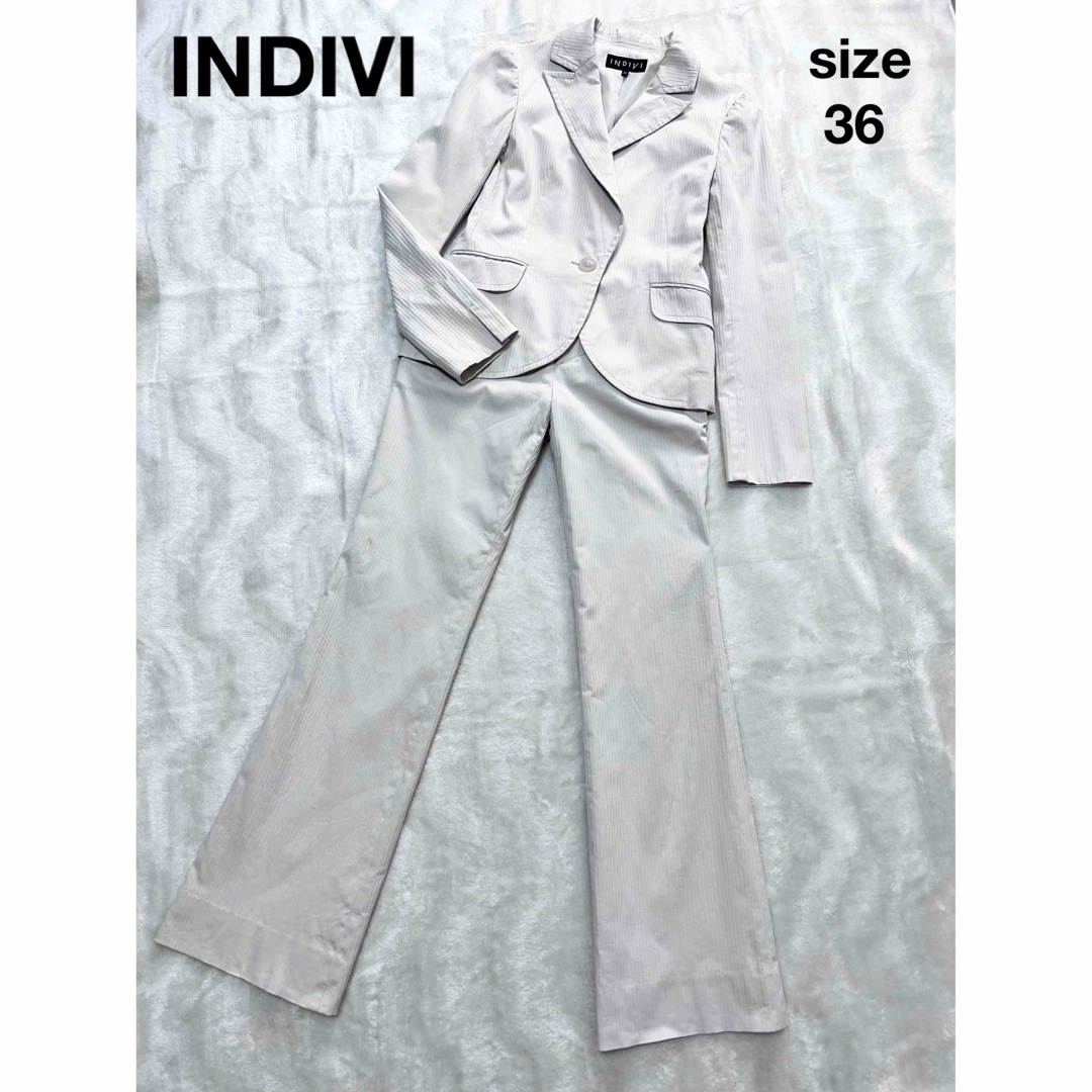 INDIVIインディヴィ 美品 オフホワイト パンツスーツ 36 シンプル Ｓ | フリマアプリ ラクマ