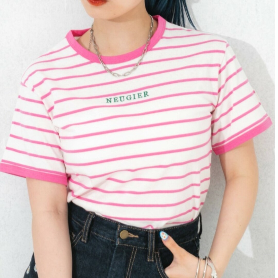 リンガーボーダーTシャツ レディースのトップス(Tシャツ(半袖/袖なし))の商品写真