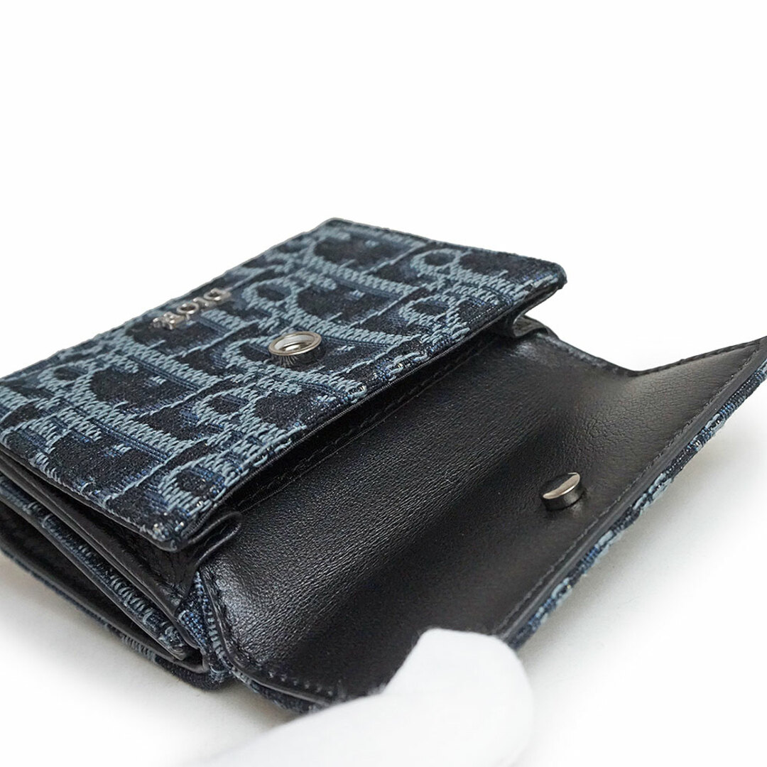 【新品】 DIOR レザー 三つ折り財布 ブラック D金具