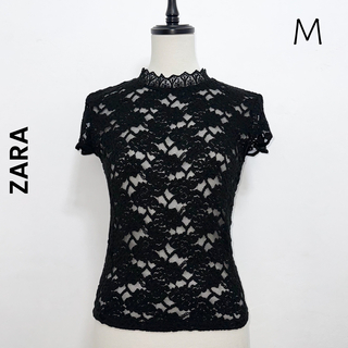 ザラ(ZARA)の【ZARA】M レース パワーネット ブラック　ザラ(Tシャツ(半袖/袖なし))