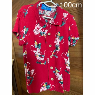 ディズニー(Disney)の東京ディズニーリゾート　ミニーマウス　アロハシャツ　赤　100cm 子供　キッズ(ブラウス)