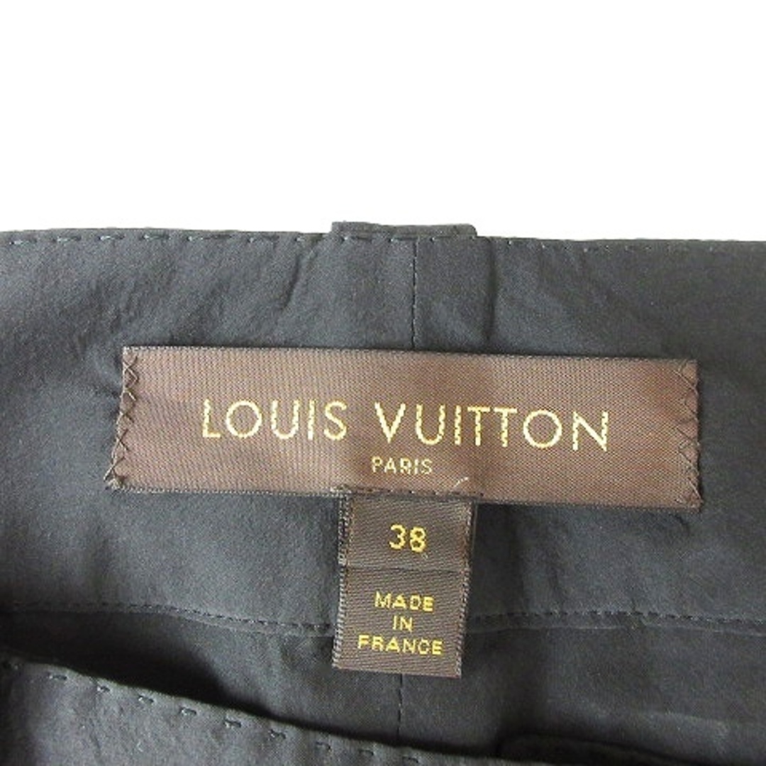 LOUIS VUITTON(ルイヴィトン)のルイヴィトン スラックス ボトムス パンツ ロゴ釦 金ボタン シルク 黒 38 レディースのパンツ(その他)の商品写真