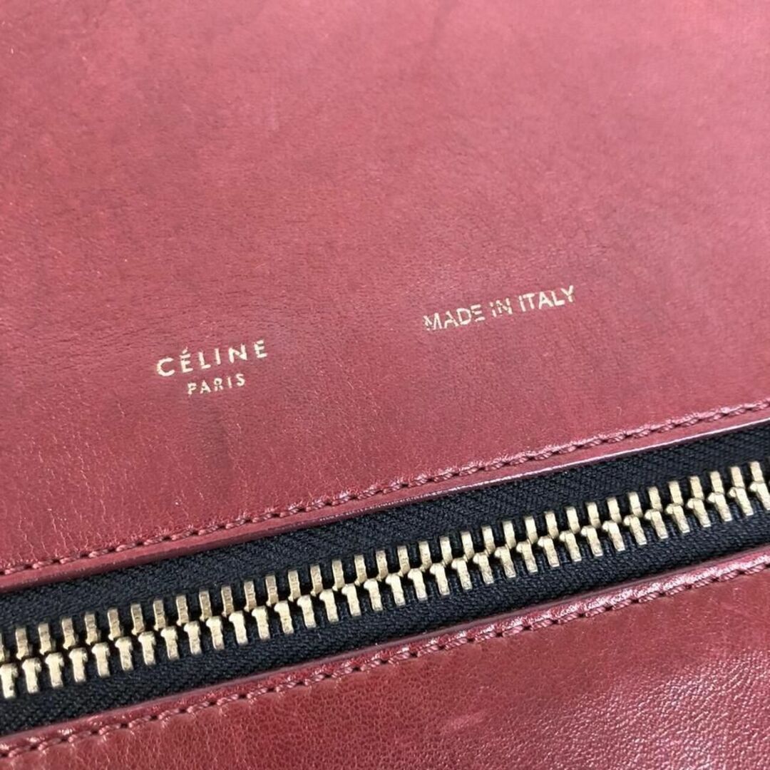 CELINE セリーヌ レザー クラッチバッグ ワインレッド ブランド