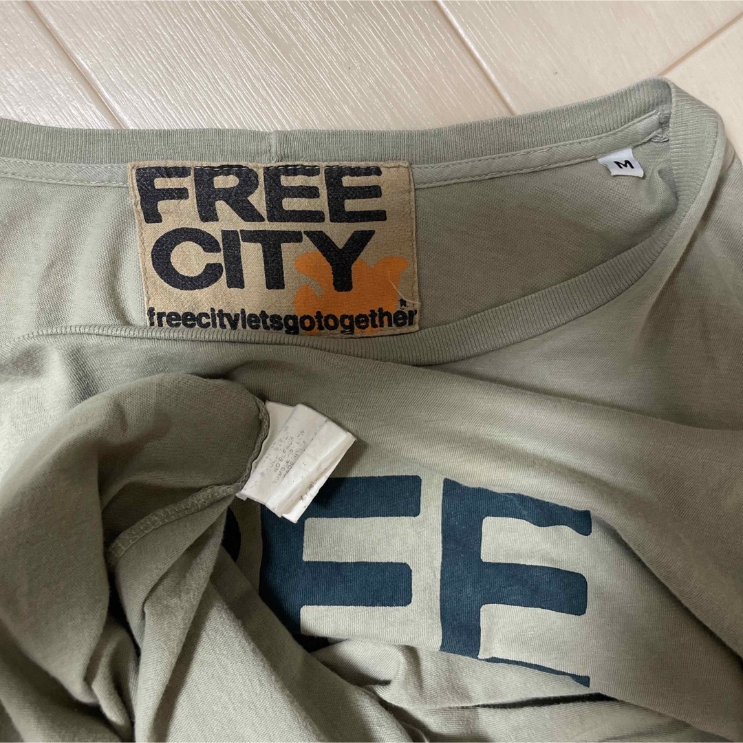 素材キムタク着 FREE CITY LOVE ロゴ 半袖 Tシャツ S フリーシティ