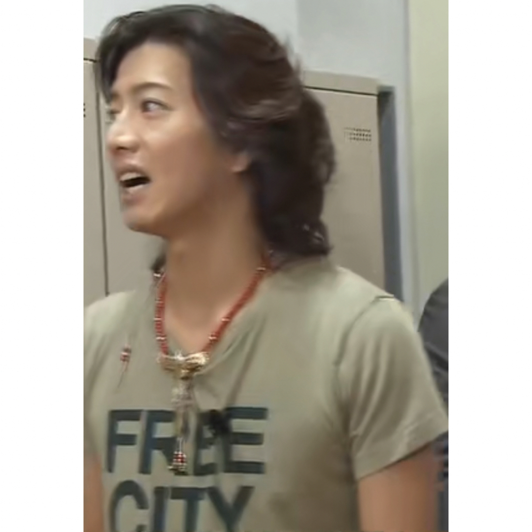 素材キムタク着 FREE CITY LOVE ロゴ 半袖 Tシャツ S フリーシティ