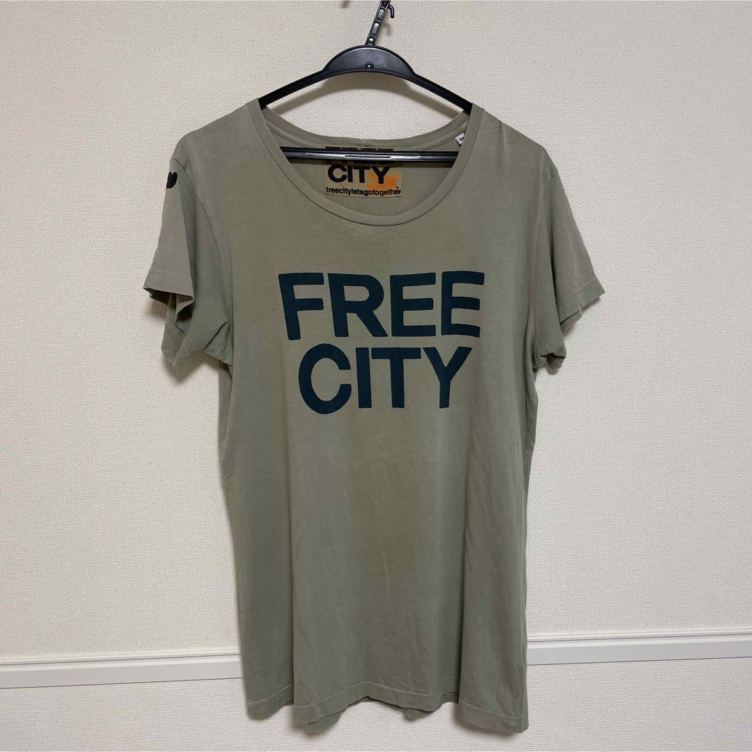 素材キムタク着 FREE CITY LOVE ロゴ 半袖 Tシャツ S フリーシティ