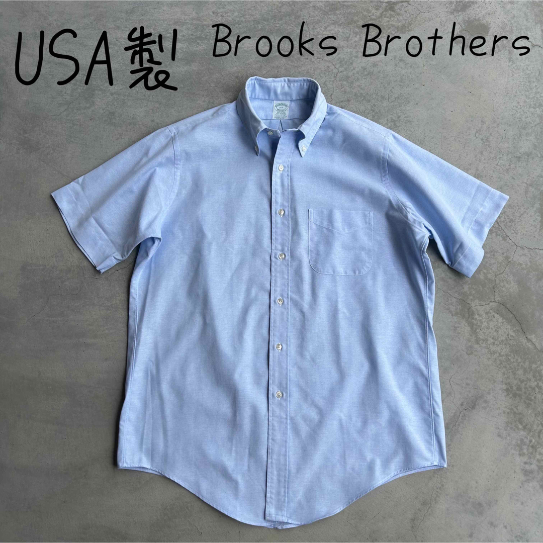 希少 USA製 Brooks Brothers 半袖シャツ ボタンダウン ポリ - シャツ