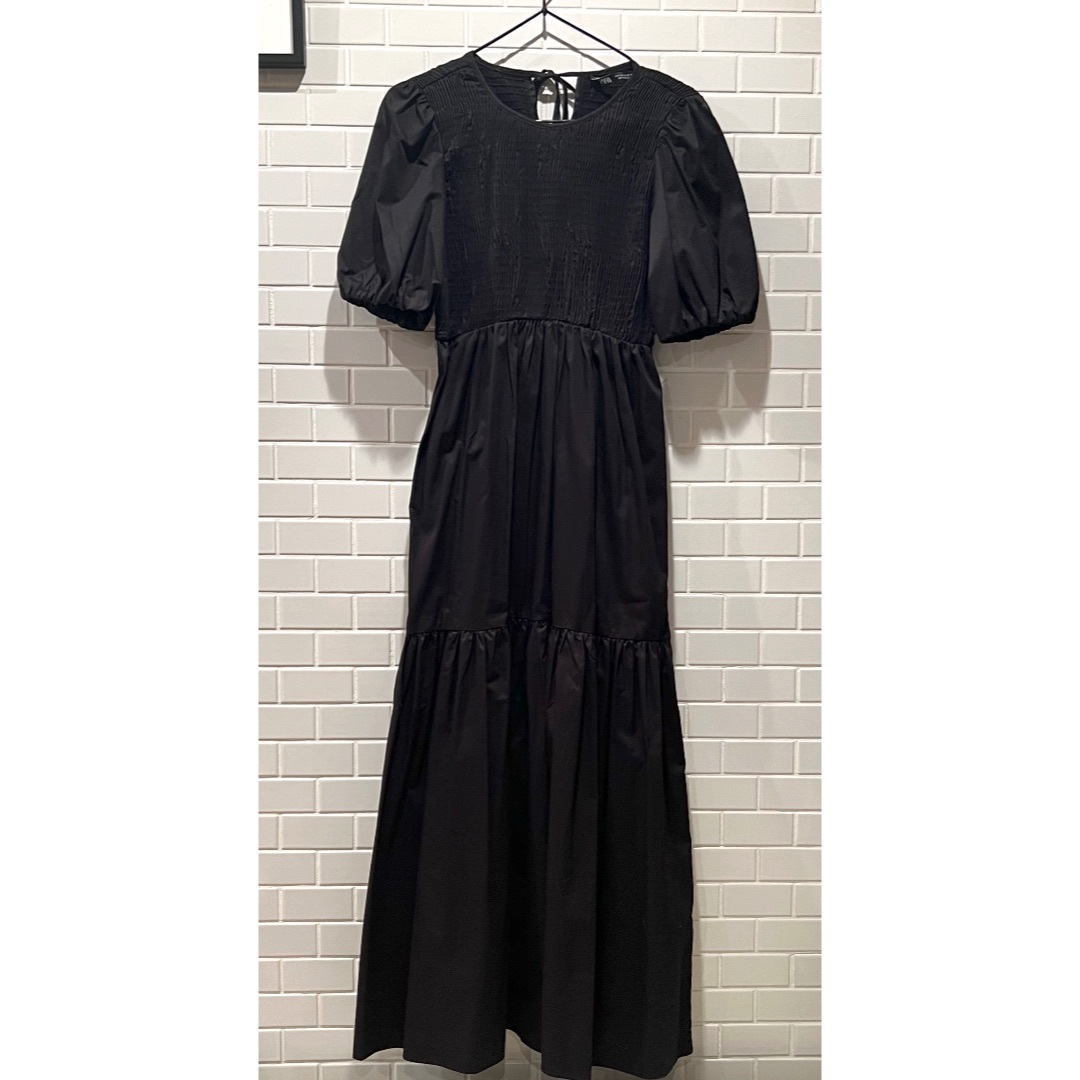 ☆☆ZARA(ザラ) ポプリン パネル ミディワンピース 黒 S☆☆新品