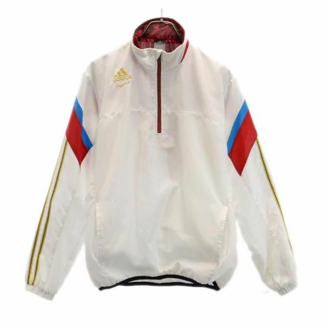 adidas - アディダス ハーフジップ ウインドブレーカー L 白×青×赤