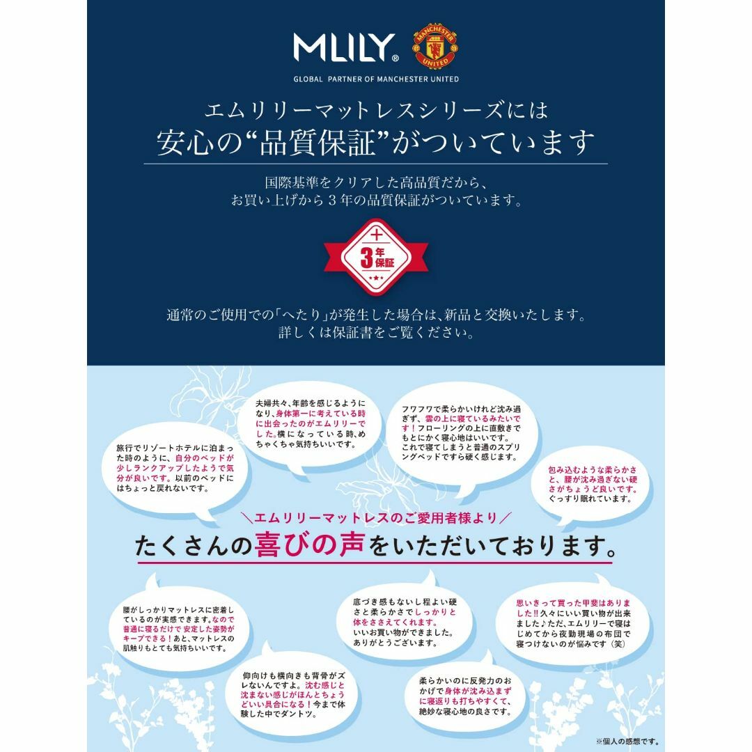 【色: ブルー】MLILYエムリリーマットレス トッパー 優反発&高反発の二層構