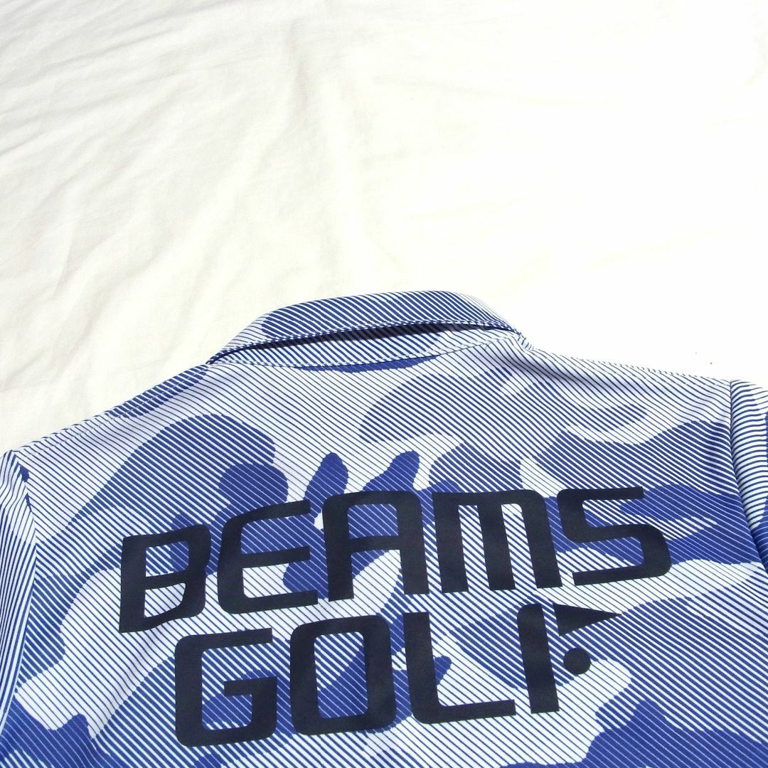 ビームス ゴルフ 迷彩 カモフラ ポロシャツ S ブルー BEAMS GOLF