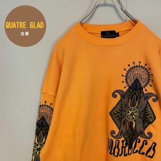 ビック刺繍】Santa fe スウェット アームデザイン 橙色 サイズL www