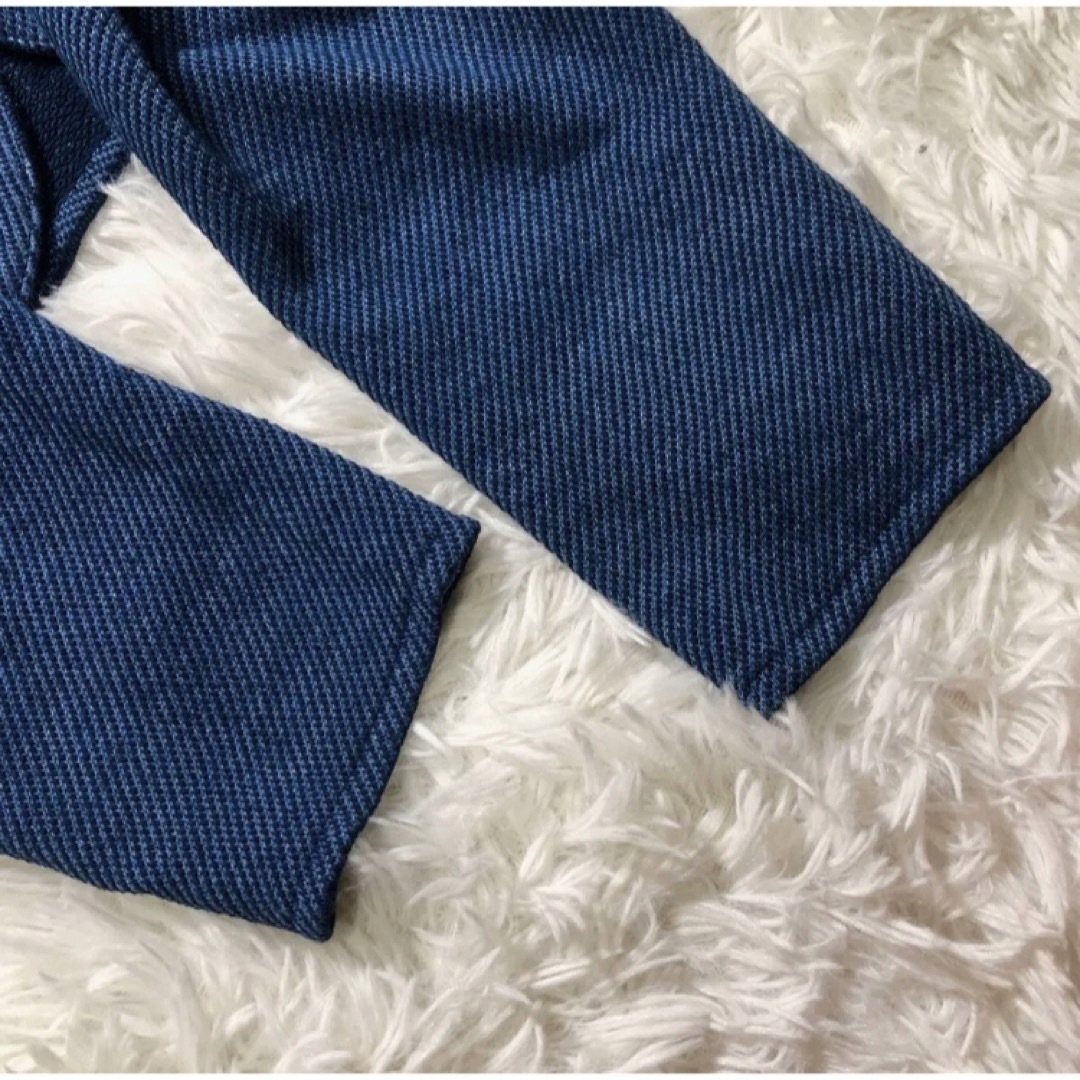 美品】LARDINI 2Bニットテーラードジャケット S ブルー 綿×麻 美品】LARDINI 2Bニットテーラードジャケット S ブルー 綿×麻