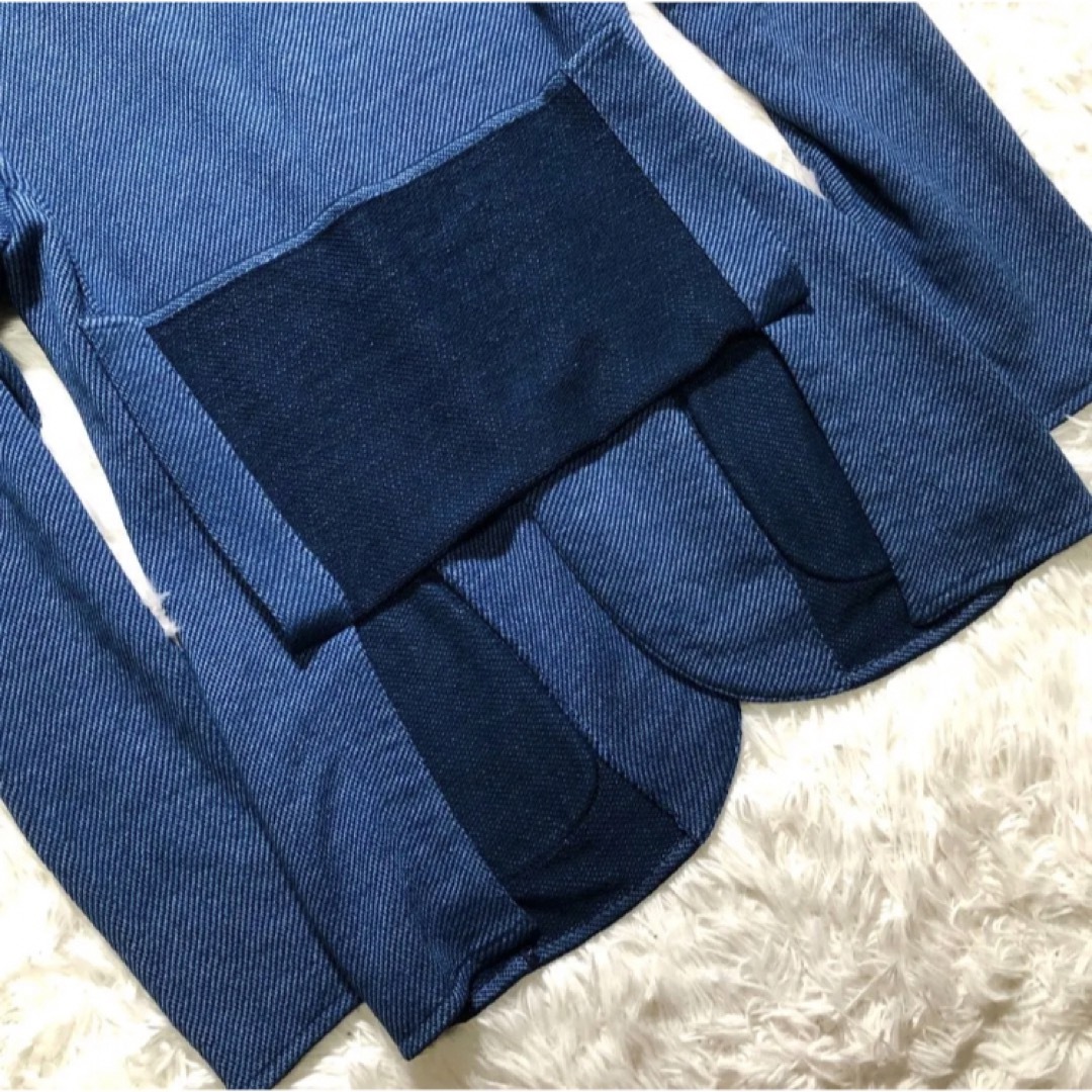 美品】LARDINI 2Bニットテーラードジャケット S ブルー 綿×麻 美品】LARDINI 2Bニットテーラードジャケット S ブルー 綿×麻