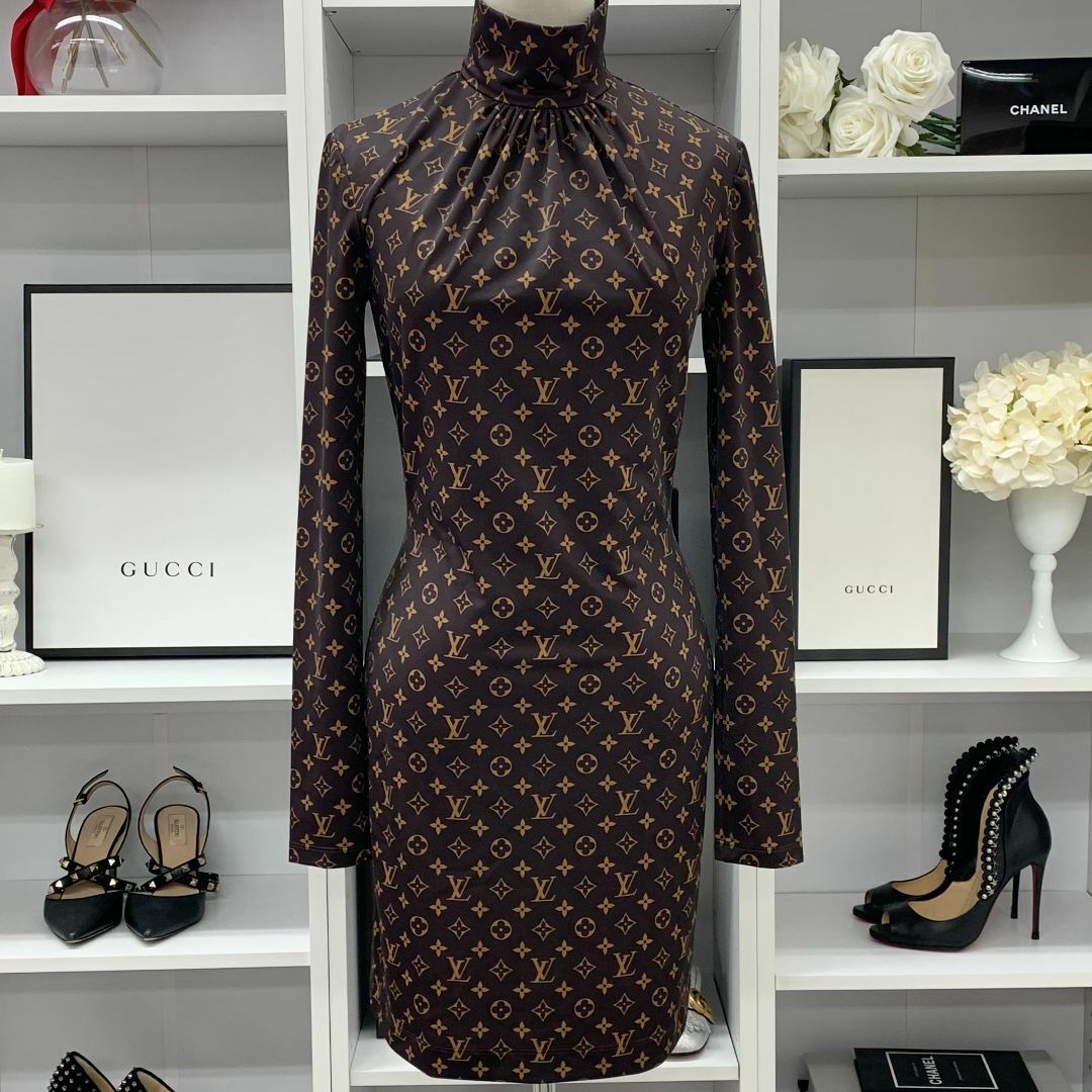LOUIS VUITTON - 7201 ヴィトン モノグラム 長袖 ドレス ワンピース