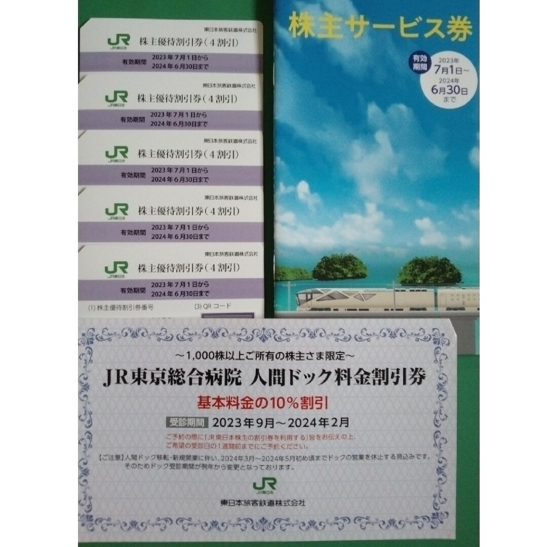 JR東日本 株主優待割引券 (4割引)  5枚　株主サービス券 １冊