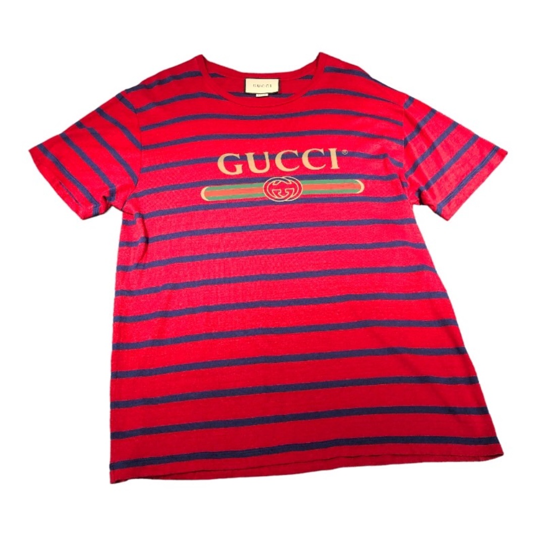 Gucci - グッチ GUCCI ヴィンテージロゴボーダーTシャツ 604177 レッド