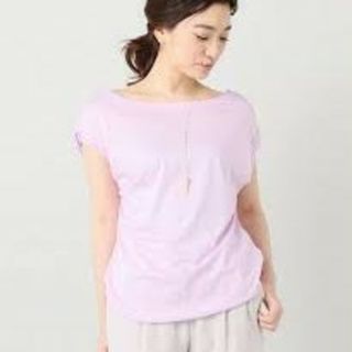 美品☆Simplicite シンプリシテェ バックシャン　カットソー　ピンク　(カットソー(半袖/袖なし))