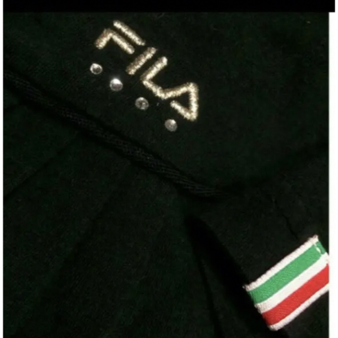 FILA(フィラ)のFILAブラックコットンラインストーンポロ レディースのトップス(ポロシャツ)の商品写真