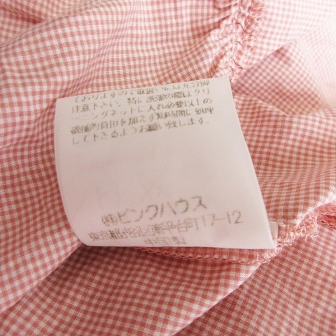 美品 PINKHOUSE ピコフリル リボン セーラーシャツ チェックブラウス-