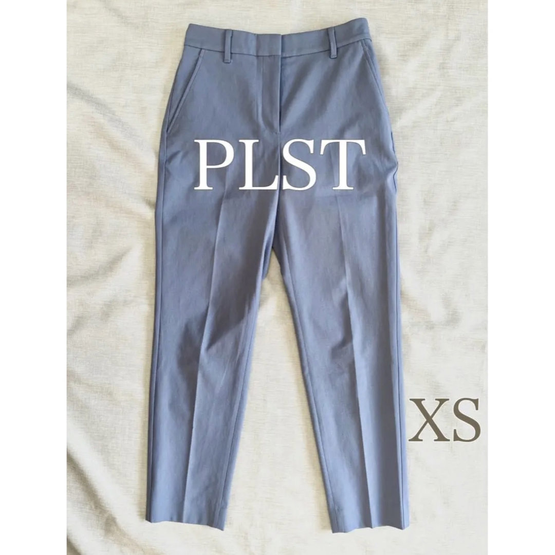 美品☆PLST プラステ　リネンブレンドスティックパンツ　XS ブルー