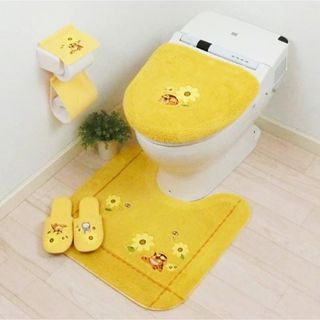 となりのトトロ トイレマット 4点 セット 洗浄暖房型 イエロー ネコバス(トイレマット)