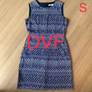 DVF ダイアンフォンファステンバーグ ノースリーブワンピース シルク ネイビー(ひざ丈ワンピース)