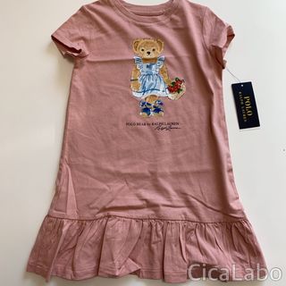 新品】ラルフローレン ポロベア エプロン Tシャツ ワンピース ピンク 6