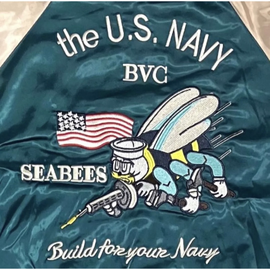 U.S.NAVY スカジャン リバーシブル ユニセックス 蜂 鶴 刺繍 和柄 U.S.NAVY スカジャン リバーシブル ユニセックス 蜂 鶴 刺繍 和柄