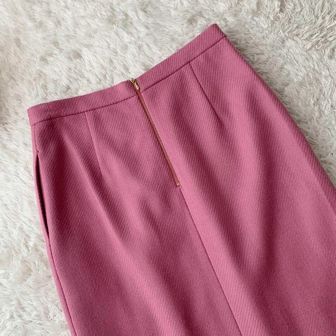 未使用級 ドゥロワー Drawer ウールツイルフロントプリーツスカート ピンク