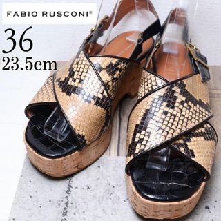 美品　ファビオルスコーニ Fabio Rusconi パイソンヒールサンダル