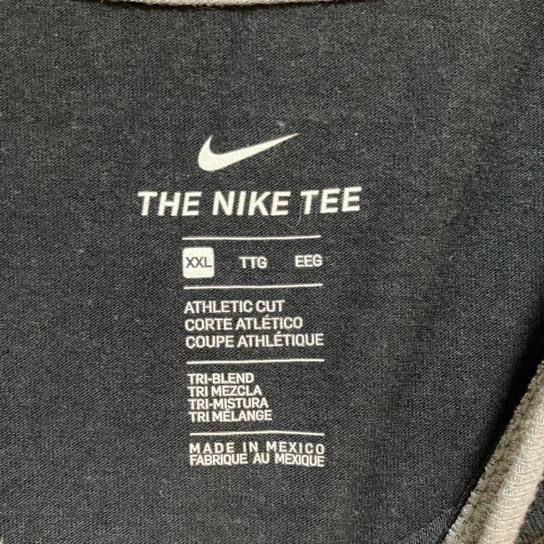 NIKE(ナイキ)の6473 古着　ラグランtシャツ 七分袖　NIKE ナイキ　2XL グレー黒 メンズのトップス(Tシャツ/カットソー(七分/長袖))の商品写真