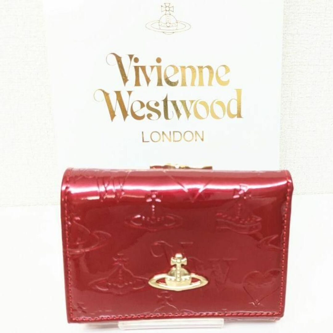 【Vivienne Westwood 】未使用   エナメル レッド 三つ折財布